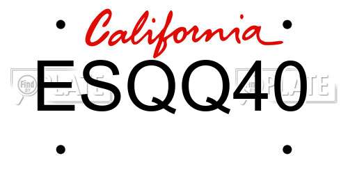 ESQQ40 California License Plate