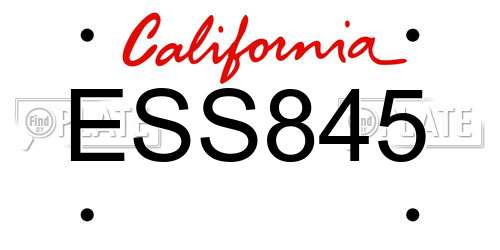 ESS845 California License Plate