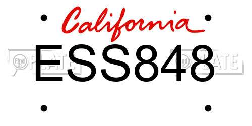 ESS848 California License Plate