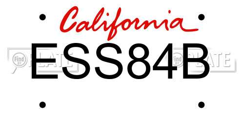 ESS84B California License Plate