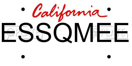 ESSQMEE California License Plate