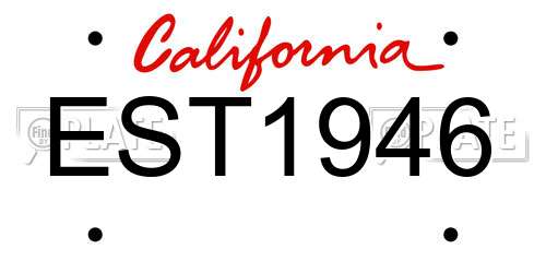 EST1946 California License Plate