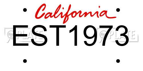 EST1973 California License Plate