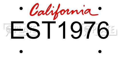 EST1976 California License Plate