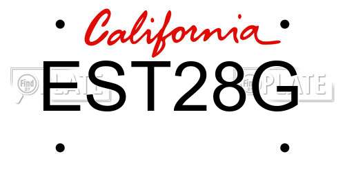 EST28G California License Plate