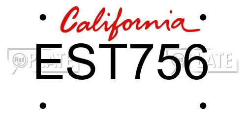 EST756 California License Plate