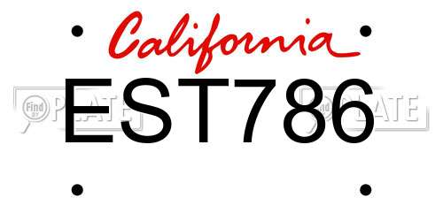 EST786 California License Plate