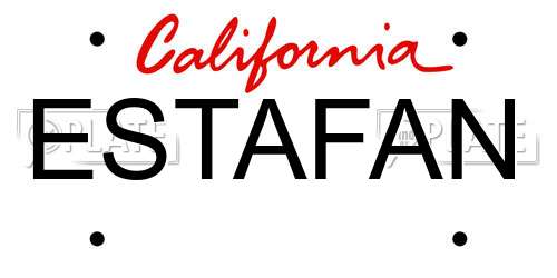 ESTAFAN California License Plate