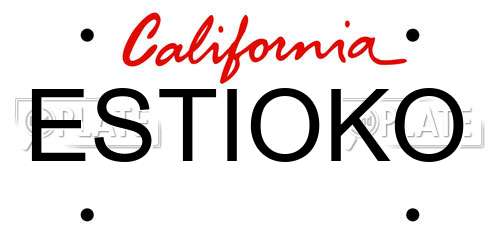 ESTIOKO California License Plate
