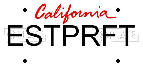 ESTPRFT California License Plate