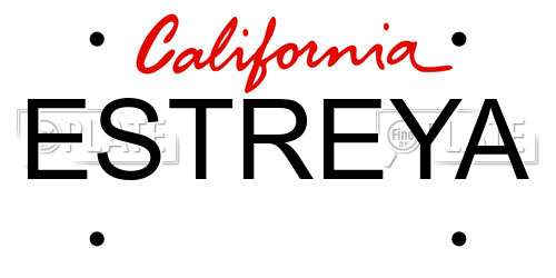 ESTREYA California License Plate