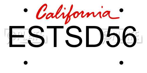 ESTSD56 California License Plate