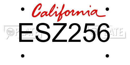 ESZ256 California License Plate