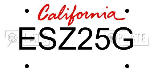 ESZ25G California License Plate