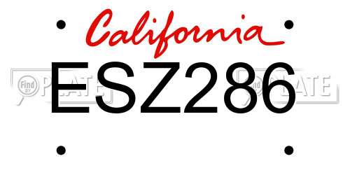 ESZ286 California License Plate