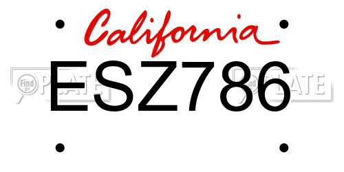 ESZ786 California License Plate