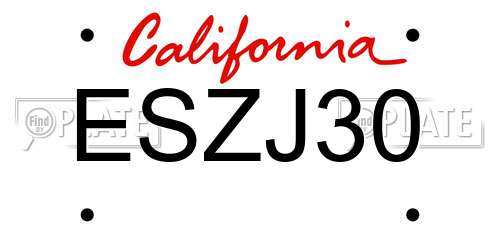 ESZJ30 California License Plate