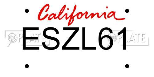 ESZL61 California License Plate