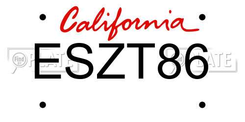 ESZT86 California License Plate