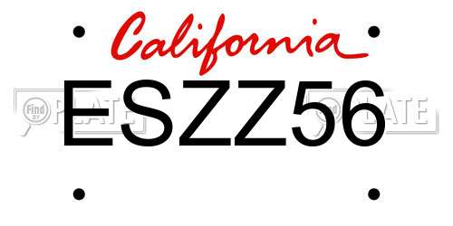 ESZZ56 California License Plate