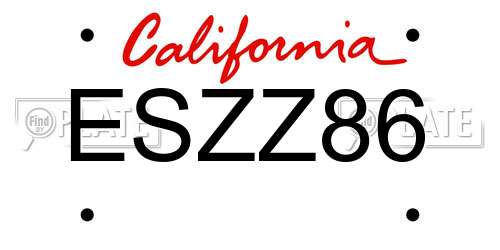 ESZZ86 California License Plate