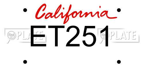 ET251 California License Plate