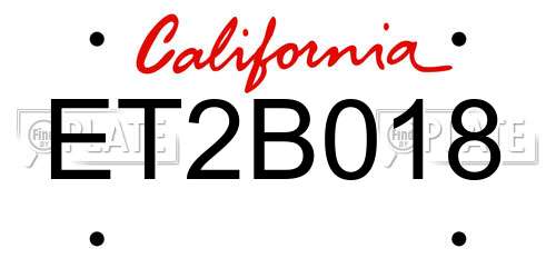 ET2B018 California License Plate