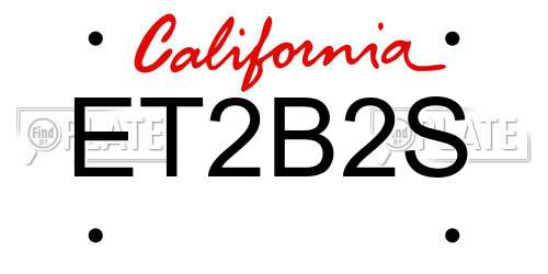 ET2B2S California License Plate