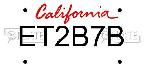 ET2B7B California License Plate