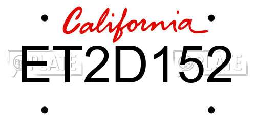 ET2D152 California License Plate