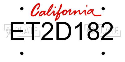 ET2D182 California License Plate