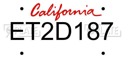 ET2D187 California License Plate