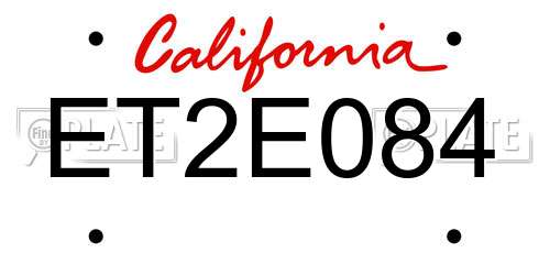 ET2E084 California License Plate