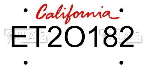 ET2O182 California License Plate