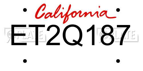 ET2Q187 California License Plate
