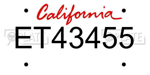 ET43455 California License Plate