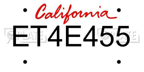 ET4E455 California License Plate