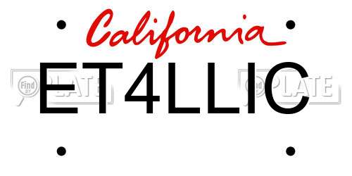 ET4LLIC California License Plate