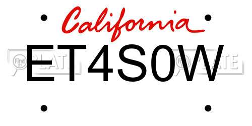 ET4S0W California License Plate