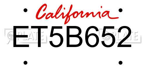 ET5B652 California License Plate