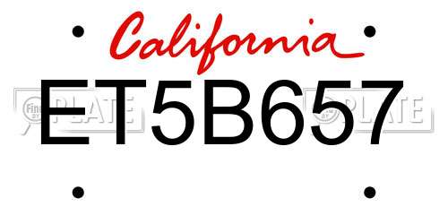 ET5B657 California License Plate