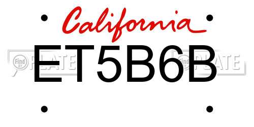 ET5B6B California License Plate