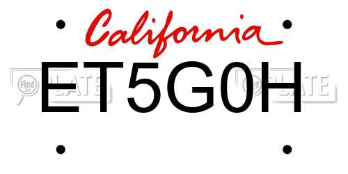 ET5G0H California License Plate