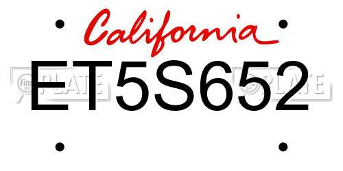 ET5S652 California License Plate