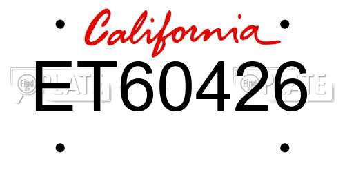 ET60426 California License Plate