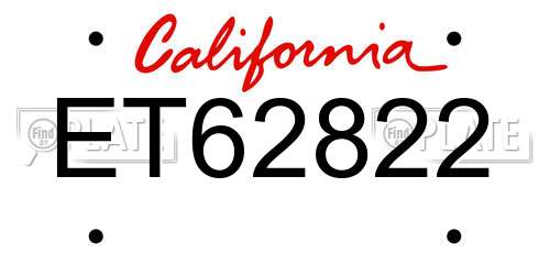 ET62822 California License Plate