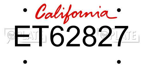 ET62827 California License Plate