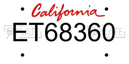 ET68360 California License Plate