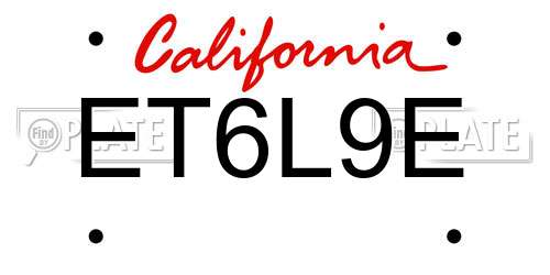 ET6L9E California License Plate