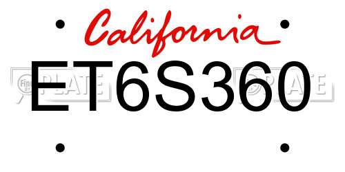 ET6S360 California License Plate